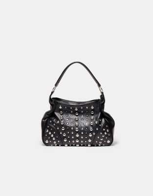 Stradivarius - Mit Nieten besetzte Tasche in Schwarz