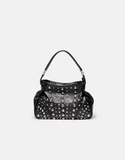Stradivarius – Mit Nieten besetzte Tasche in Schwarz - view 1
