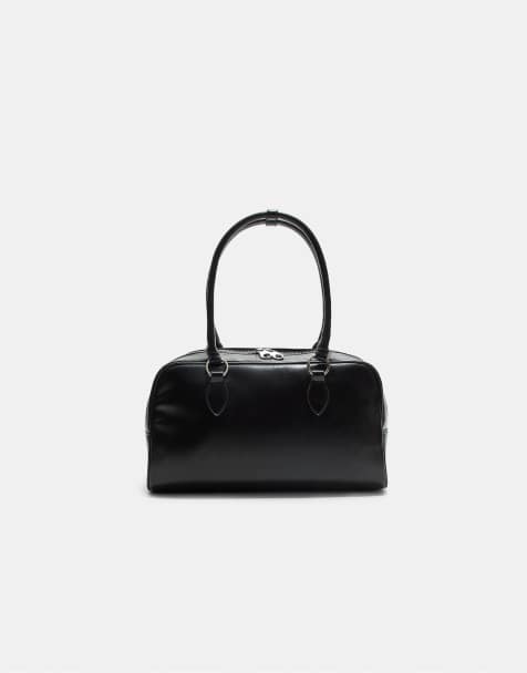 Stradivarius – Mittelgroße Bowlingtasche in Schwarz - view 1