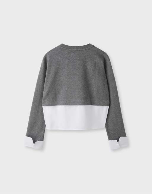 Stradivarius Mixed fabric jumper in dark grey, 7 of 7