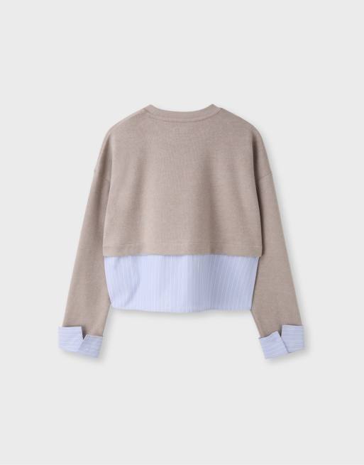 Stradivarius Mixed fabric jumper in grey, 7 of 7