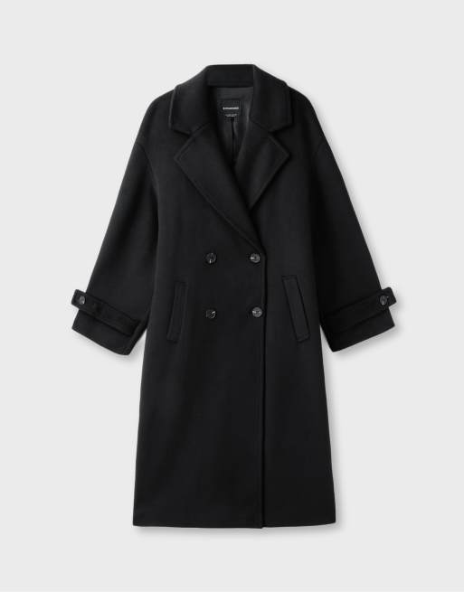 Stradivarius mjuk lång oversize-kappa i svart, 6 av 7