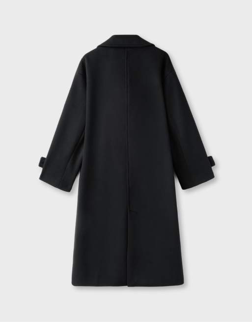 Stradivarius mjuk lång oversize-kappa i svart, 7 av 7