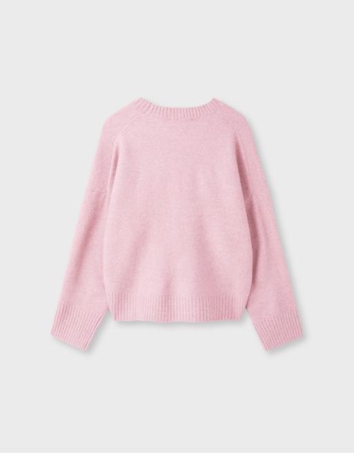 Stradivarius mjukstickad baströja i pastellrosa, 7 av 7