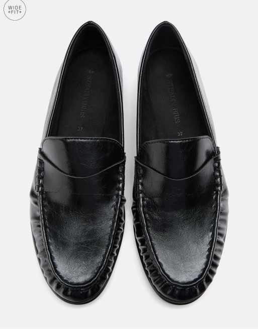 Stradivarius mocassins effet cuir coupe large noirs, 2 de 4