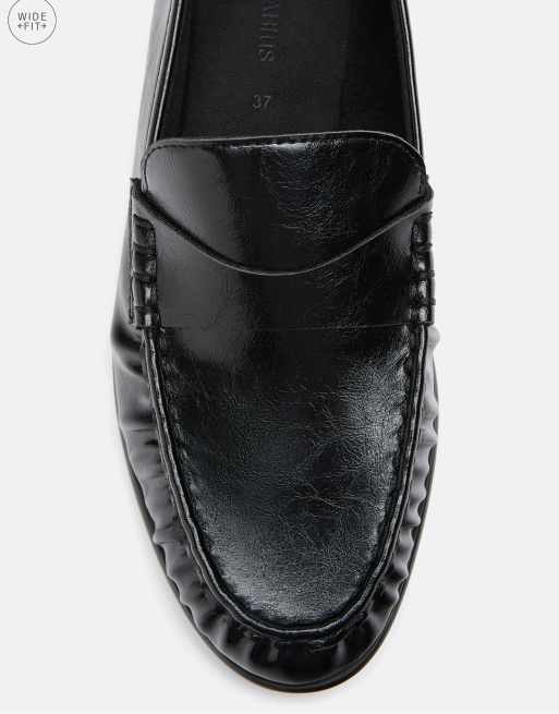 Stradivarius mocassins effet cuir coupe large noirs, 3 de 4