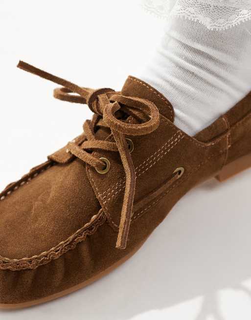 Stradivarius Mocassins en cuir et daim Marron ASOS