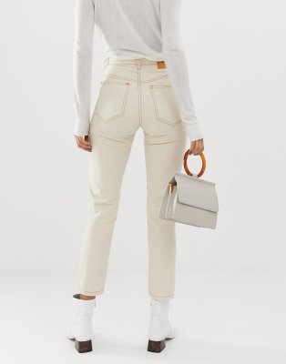 mom fit white jeans