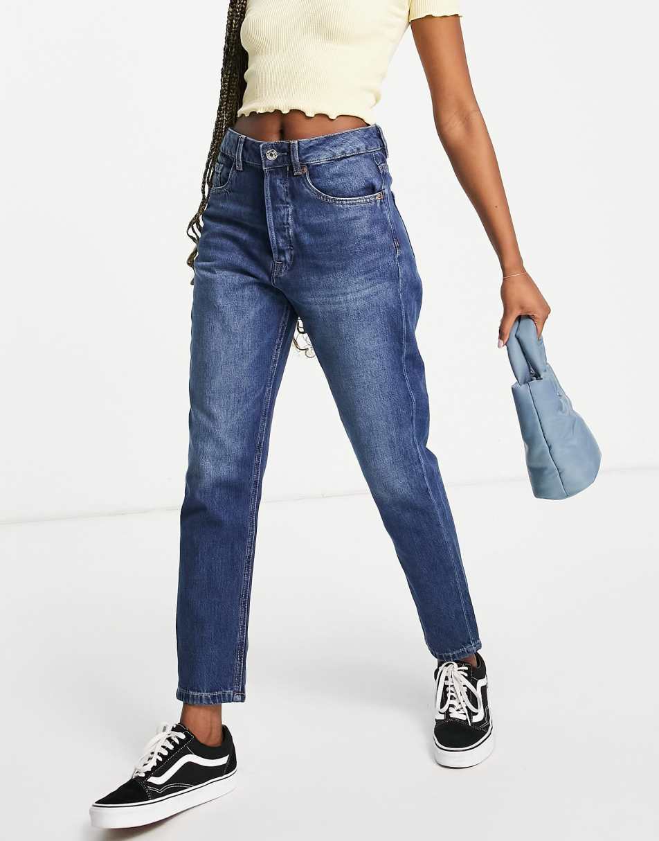Stradivarius mom fit vintage in dark wash