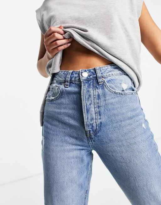 Stradivarius mom fit vintage jean in washed blue