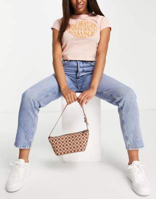 Stradivarius - Mom-Jeans im Vintage-Stil in Mittelblau