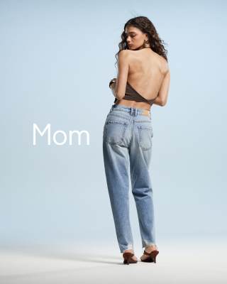 mom jeans in light blue wash