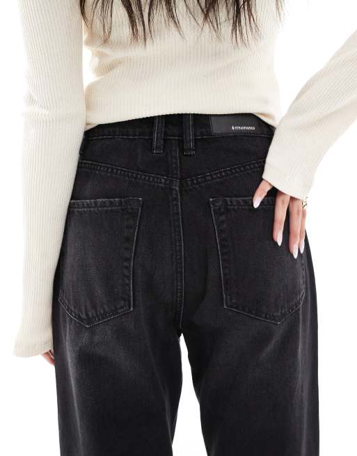 Stradivarius Mom jeans lavaggio nero ASOS