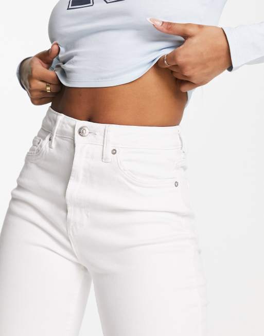 Stradivarius - Mom jeans slim elasticizzati bianchi, 2 di 5