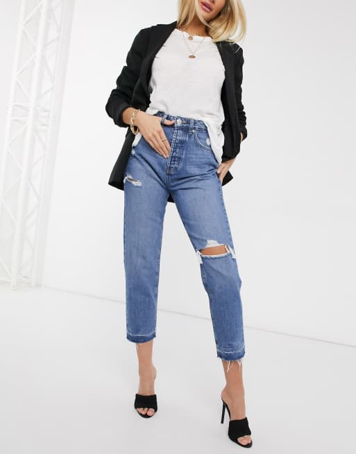 Jeans mom deals fit strappati