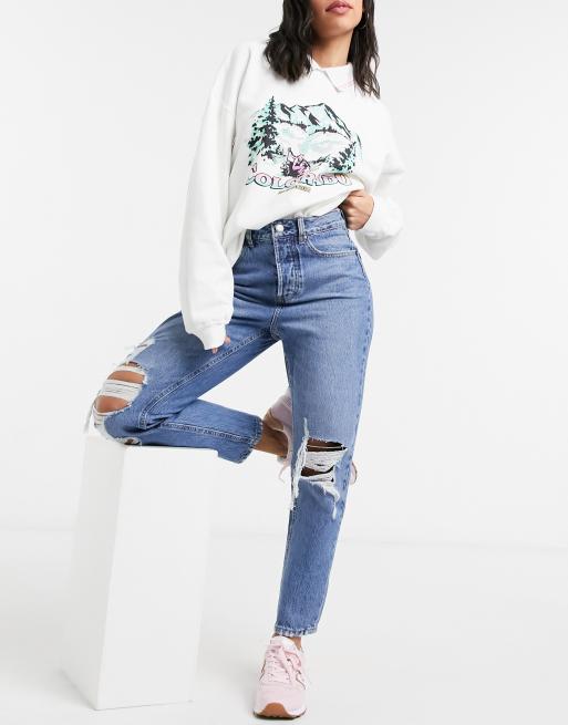 Jeans mom strappati deals