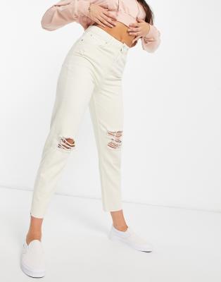 stradivarius mom jeans ecru