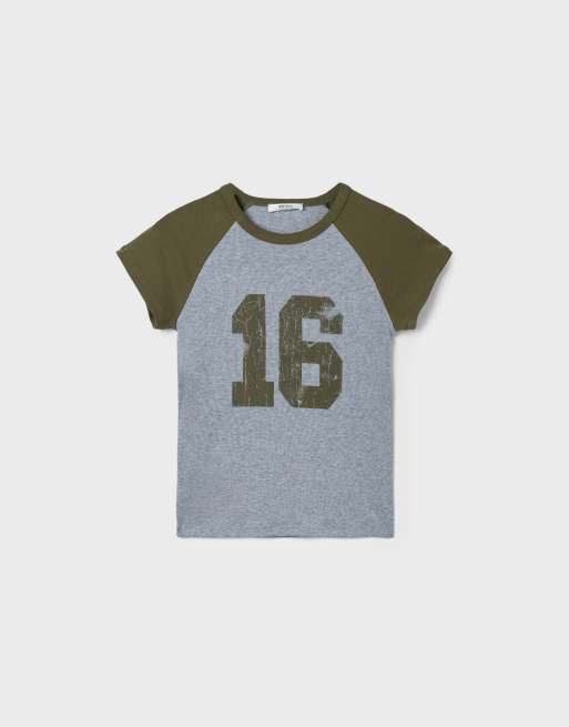 Stradivarius mönstrad t-shirt med korta ärmar i khaki, 6 av 7