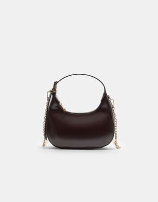 Stradivarius - Moon - Schultertasche in Braun mit Kette-Brown