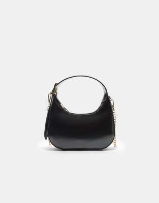 Stradivarius - Moon - Schultertasche in Schwarz mit Kette