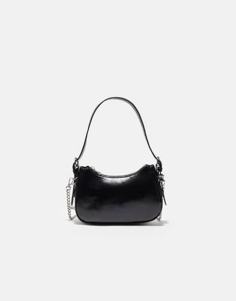 Stradivarius Moon shoulder bag with chain in black - view 1