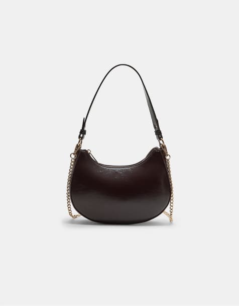 Stradivarius Moon shoulder bag with chain in brown - view 1