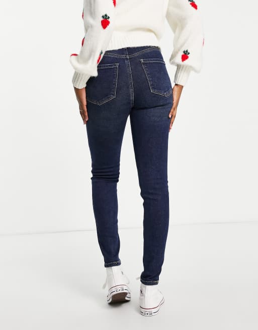 Stradivarius – Mörkblå, skinny jeans med superhög midja , 2 av 4