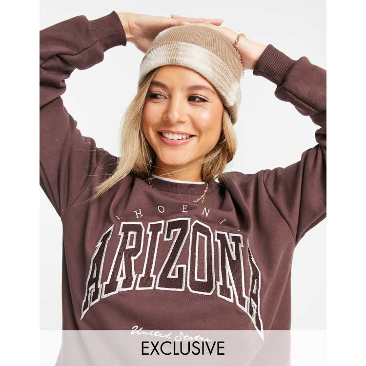 Stradivarius motif Arizona oversized sweat in brown | ASOS