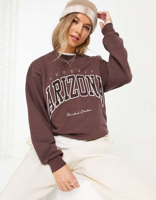 Stradivarius motif Arizona oversized sweat in brown | ASOS