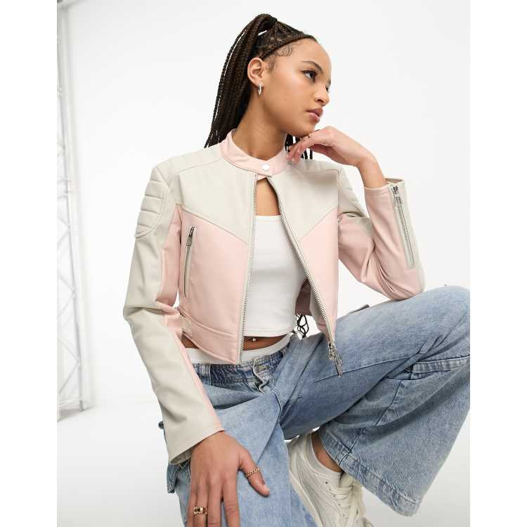 White pu hot sale leather jacket