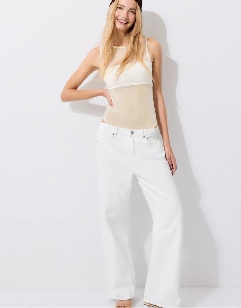 Stradivarius mouwloze mesh body in vanille - view 1