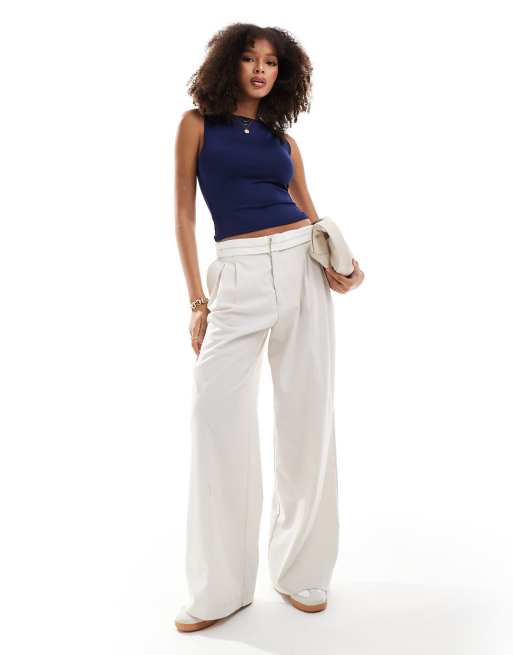 Stradivarius - Mouwloze top met boothals in marineblauw, 3 van 4