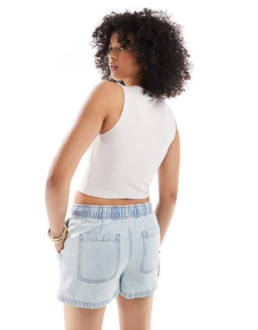 Stradivarius - Mouwloze top met knopen in beige, 4 van 4