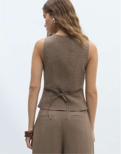 Stradivarius - Mouwloze top van katoen in bruin, 3 van 4