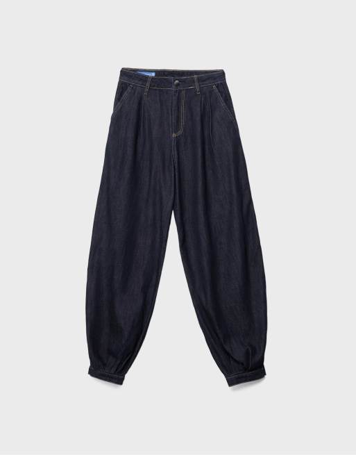 Stradivarius - Mørkeblå jeans med ballonben, 6 af 7