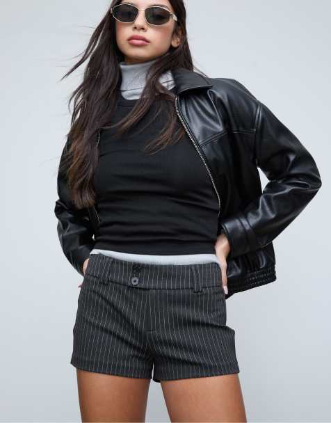 Stradivarius - Mørkegrå elegante minishorts - view 1