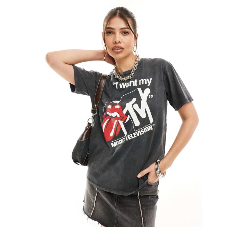 Stradivarius mtv graphic T- shirt in gray | ASOS