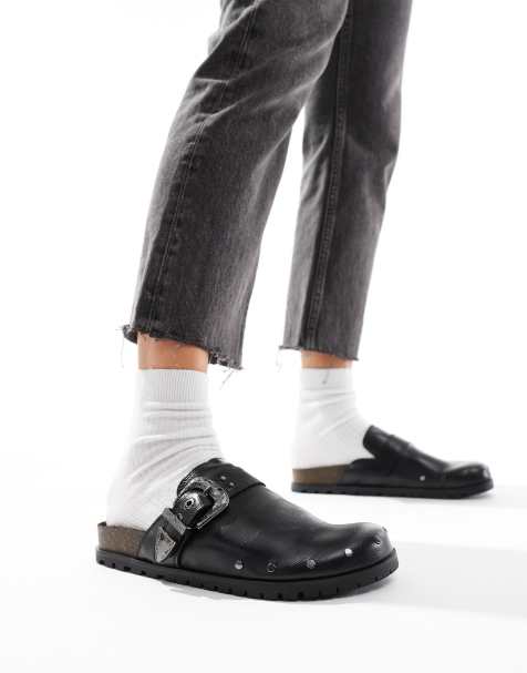Stradivarius - Mules avec boucle style western - Noir - view 1