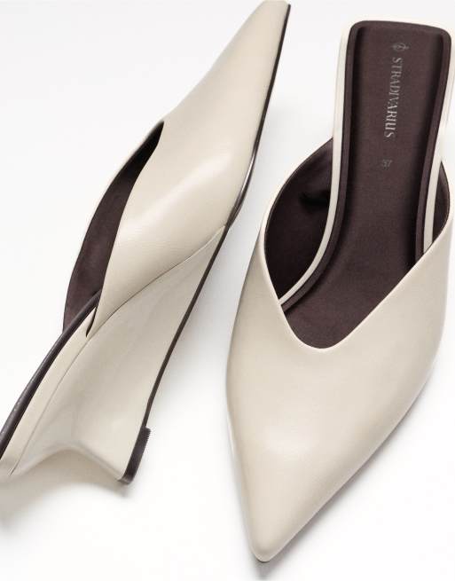 Stradivarius mules compensées en écru, 6 de 7