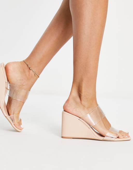 Stradivarius Mules compens es Transparent