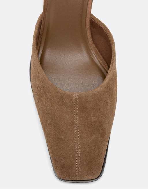 Stradivarius - Mules en cuir à petit talon - Marron, 2 de 4