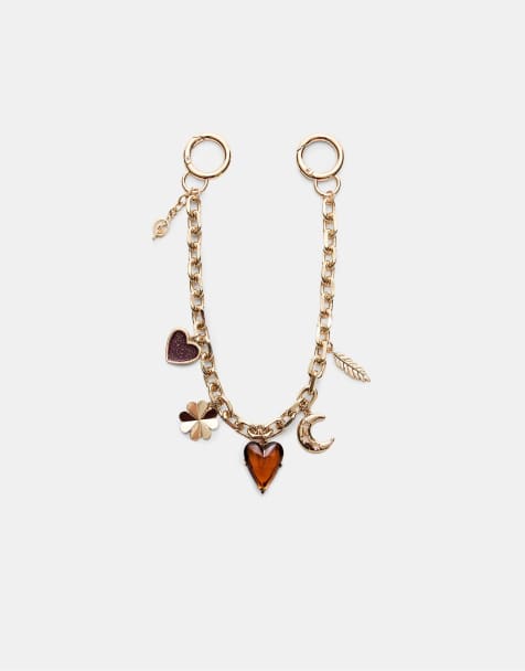 Stradivarius Multi-charm keyring in gold - view 1