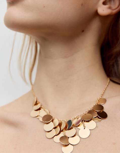Stradivarius Multi-coin necklace in gold - view 1
