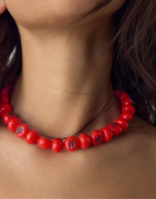 Stradivarius - Multi - Collana rossa con pomodori, 3 di 4