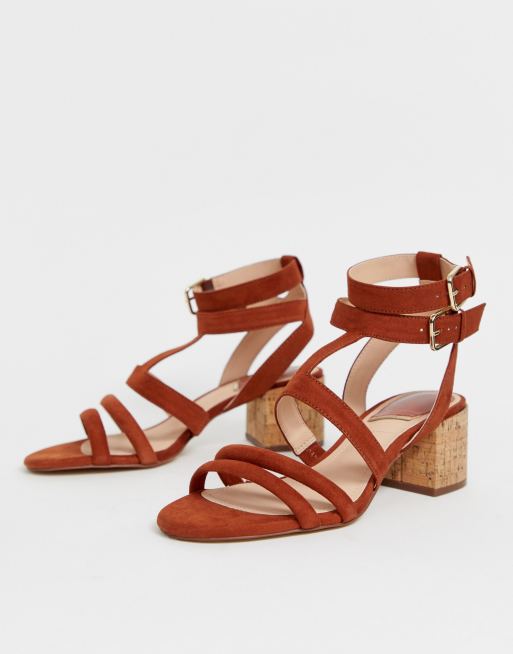 tan mid block heel sandals