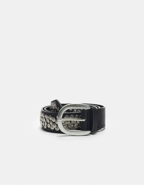 Stradivarius Multi-studded belt in black - view 1