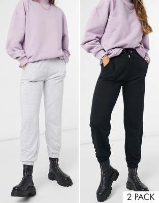 Stradivarius - Multipakke - Oversized joggingbukser i grå og sort