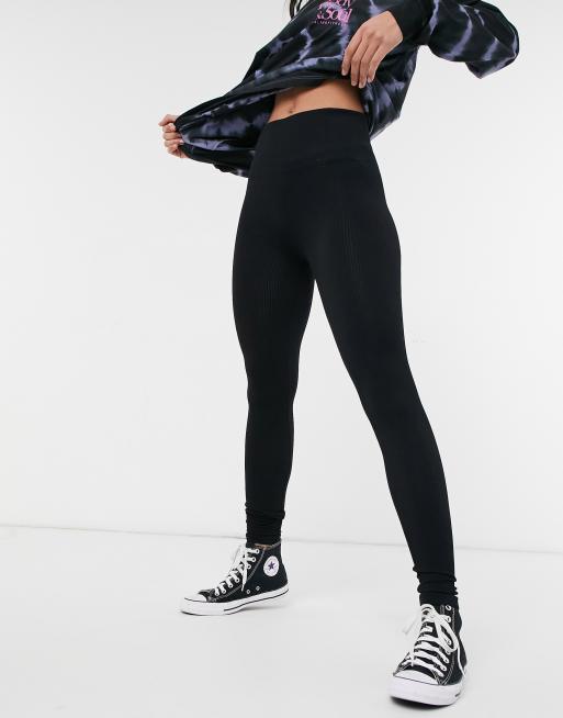 Stradivarius - Legging met split aan de voorkant in zwart