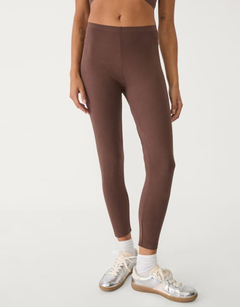 Stradivarius – Nahtlose Leggings aus Baumwolle in Braun - view 1
