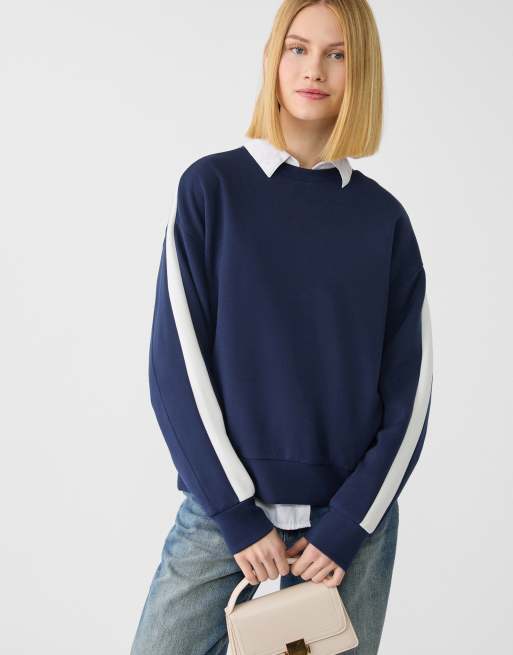 Stradivarius – Naturvit axelremsväska med dubbla handtag